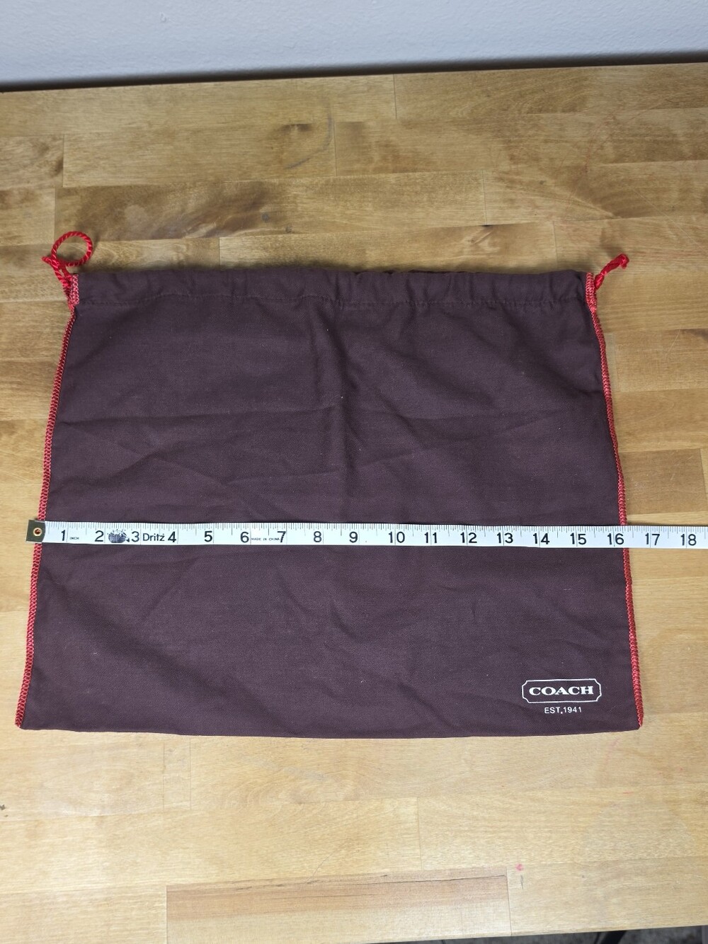Authentic Coach Brown Cotton Drawstring Dust Bag Storage Pouch 16" x 14"

​